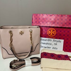 Tory Burch Carter Small Tote/Satchel in Rose color